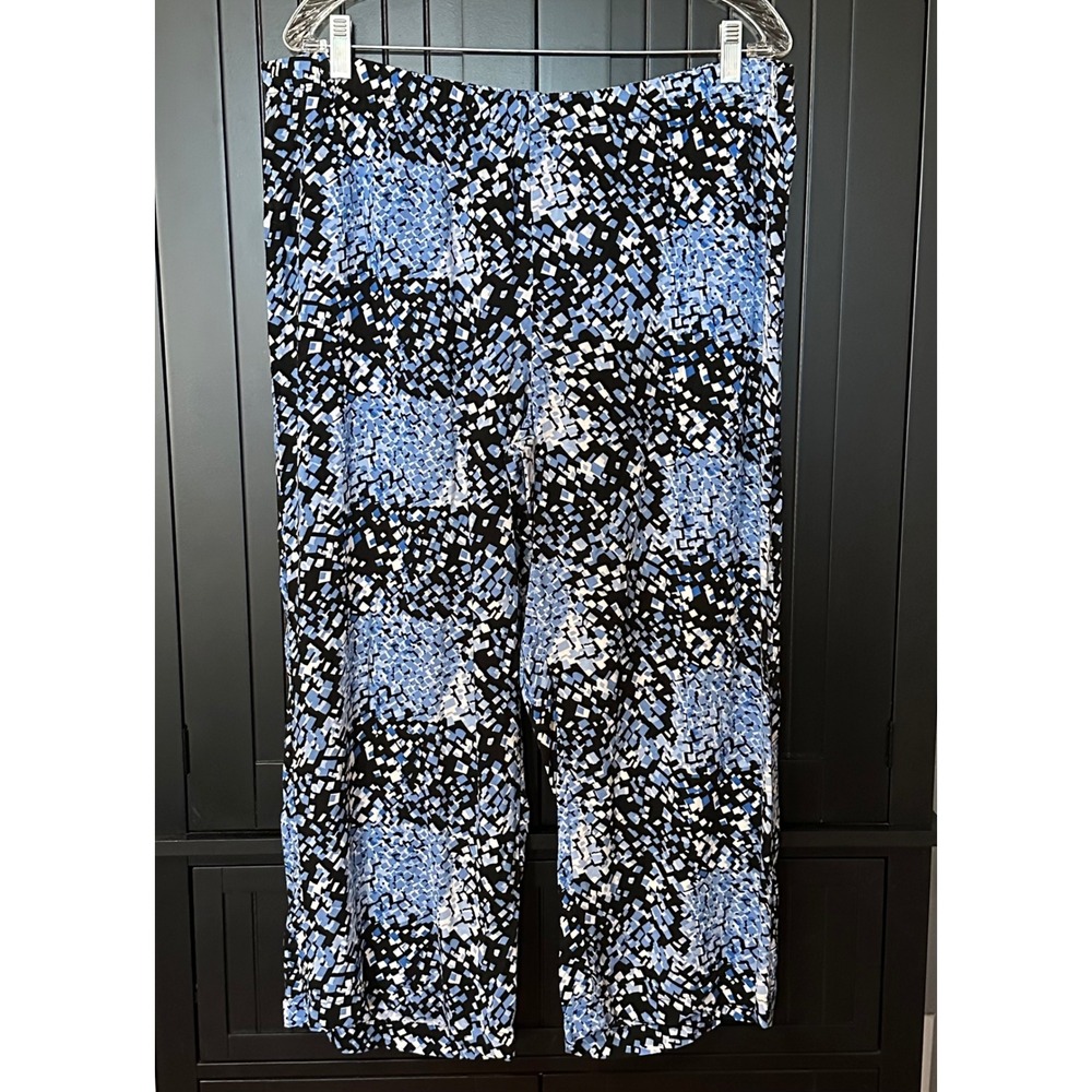 Kim Rogers Pants XL Abstract Print Cropped Pants Elastic Waist Indie Y2K